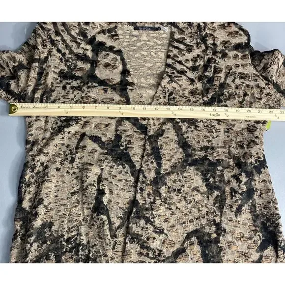 NIC+ZOE Sweater XL Animal Print Brown Cardigan Tunic V-Neck Lightweight - Picture 9 of 11